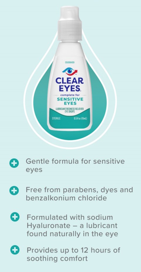 Clear Eyes Eye Drops, Sensitive, Sterile