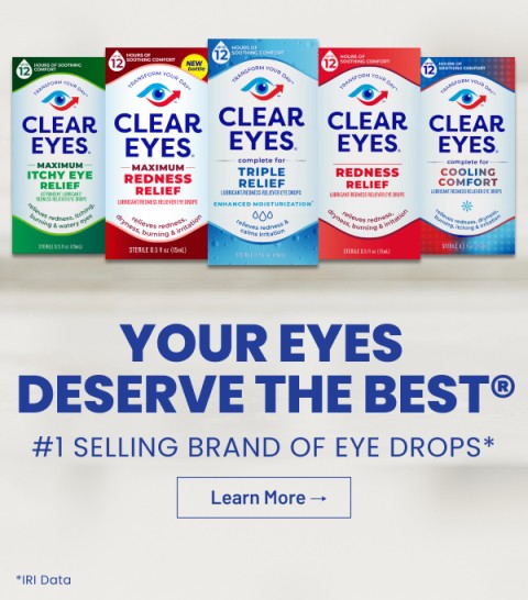 Clear Eyes eye drops product family.